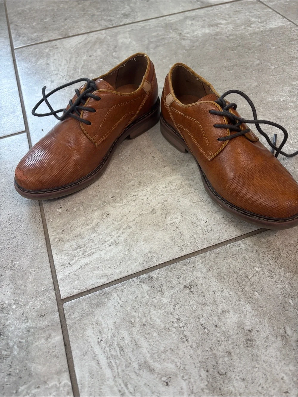 Brown oxford lace up style dress shoes